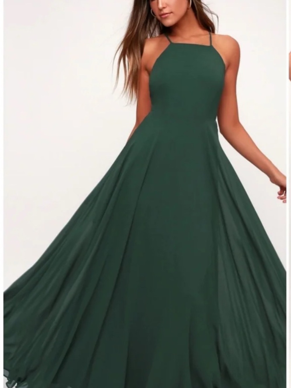 Lulu's Forest Green Halter Maxi Dress